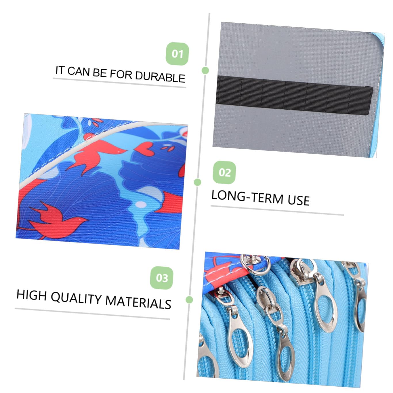 Astuccio Portamatite Grande Capacità Multistrato Blu Maniglia | Tessuto Oxford, Anelli Elastici e Zip, Astuccio Matite Arrotolabile per Scuola e Lavoro, Back To School Party