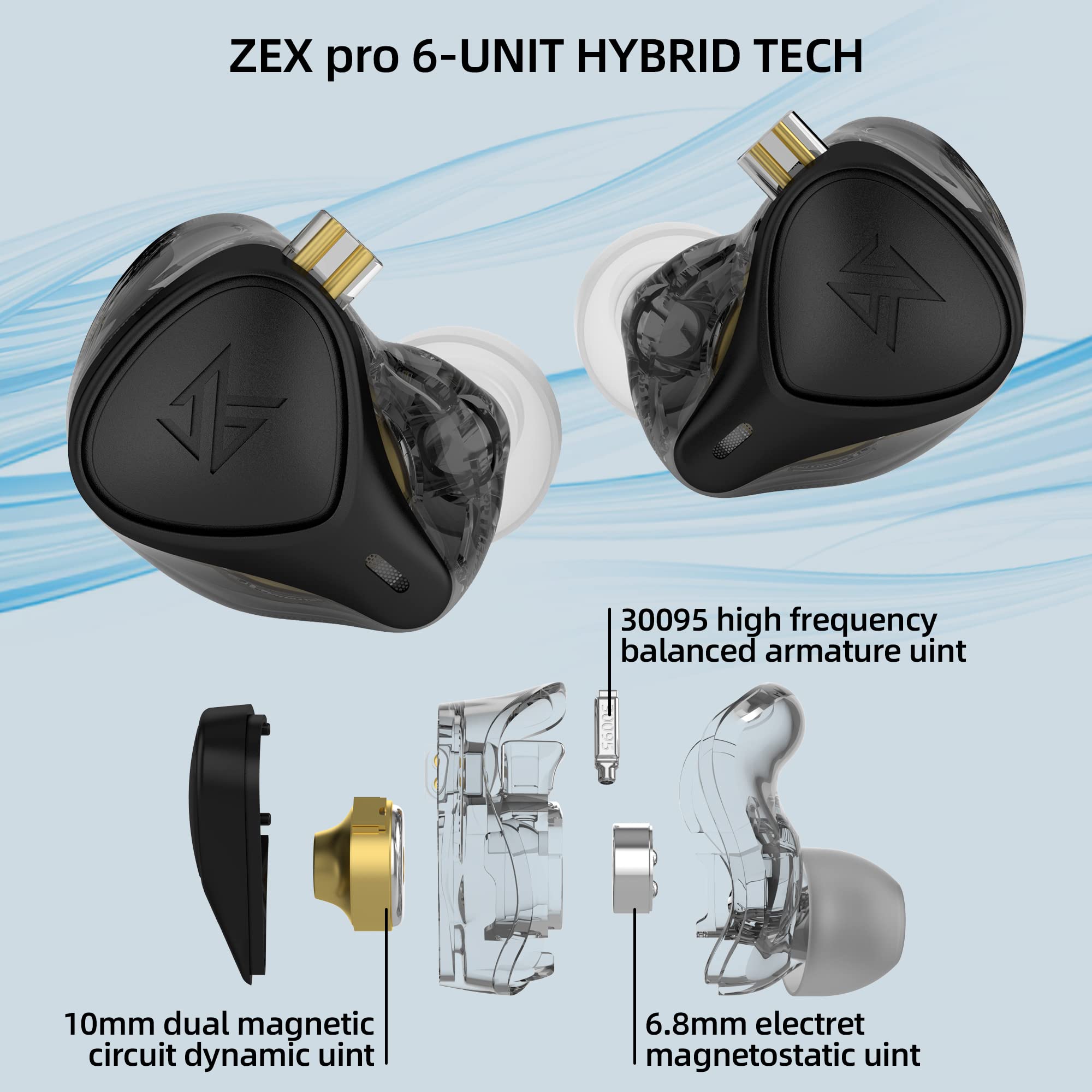 C R N ❤︎ KZ x Crinacle CRN (ZEX Pro) in Ear Wired Earbuds,2DD+1BA+EST