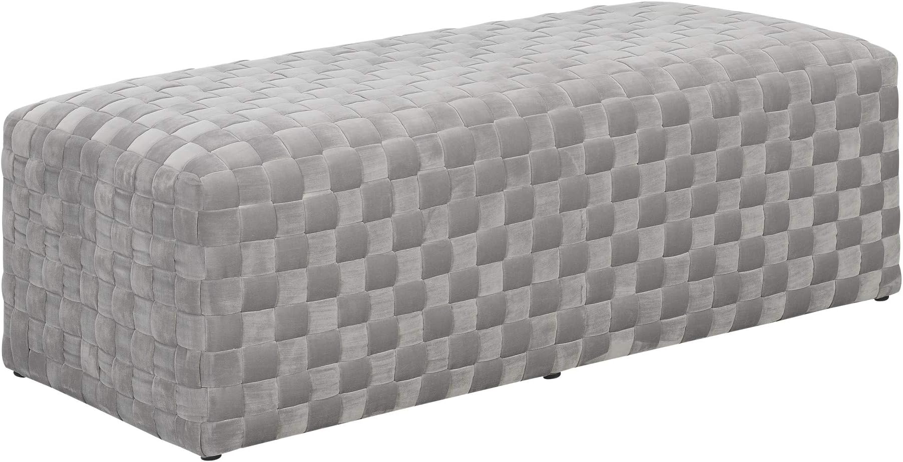 Artum Hill Cortez Upholstered Bench in Cement Gray with Woven, Velvet Like Upholstery