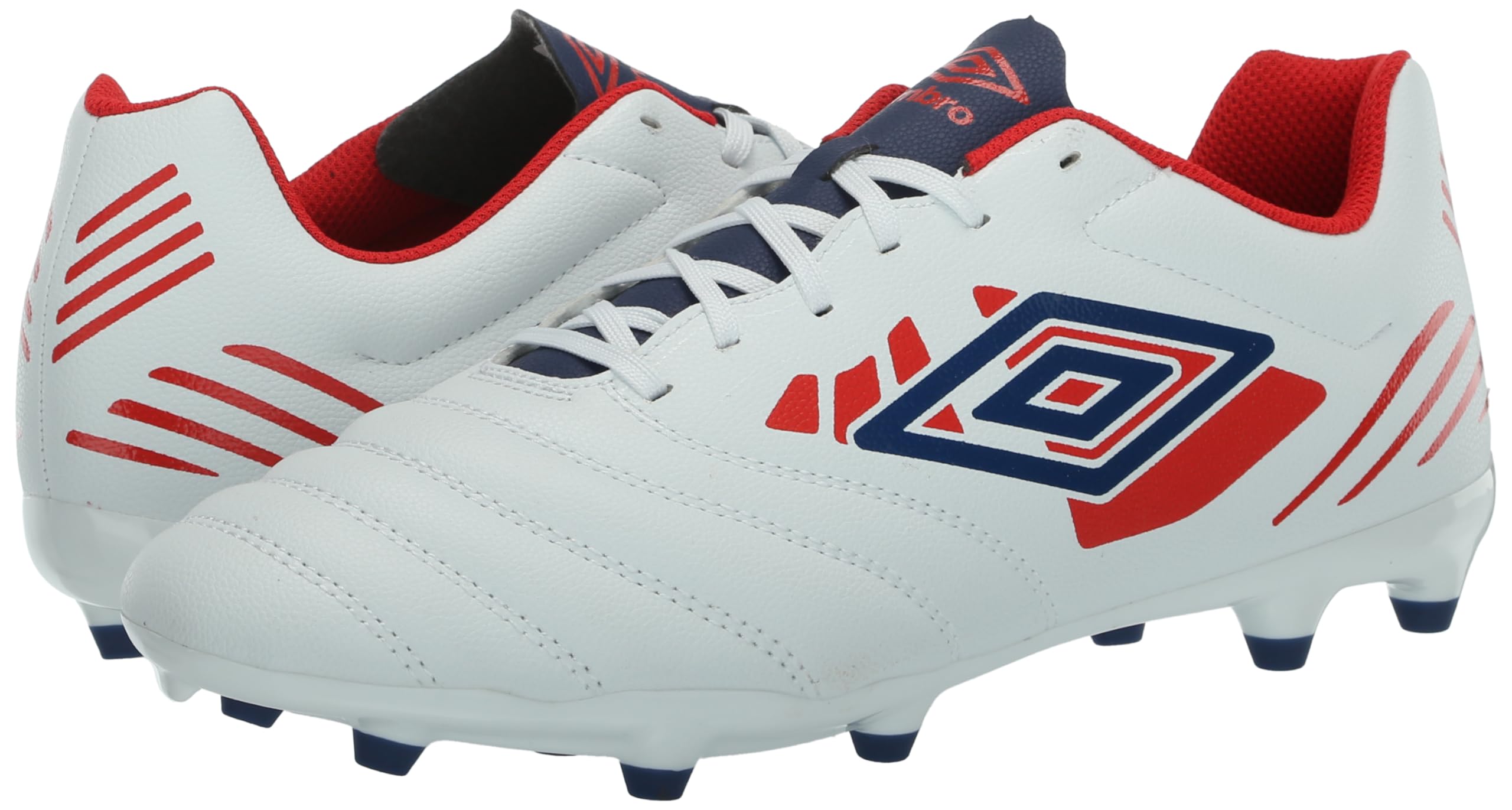 Umbro Homme Tocco 4 League FG Crampons de Football, Blanc/Bleu/Rouge, 41 EU