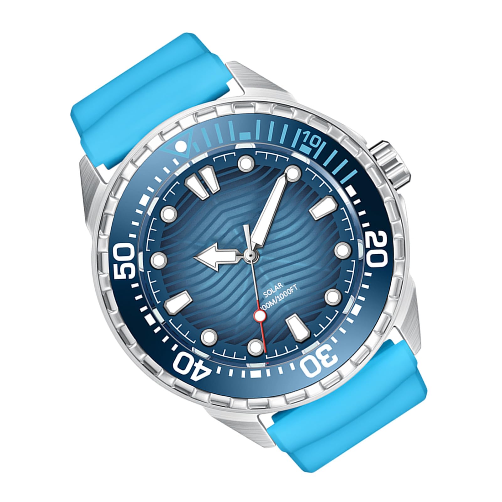 Aramox Reloj de Buceo de Cuarzo con Energía Solar, Correa de Silicona de Acero Inoxidable Reloj de Buceo 300 M, Movimiento de Cuarzo Luminoso para Hombres Mujeres Deportes Al Aire
