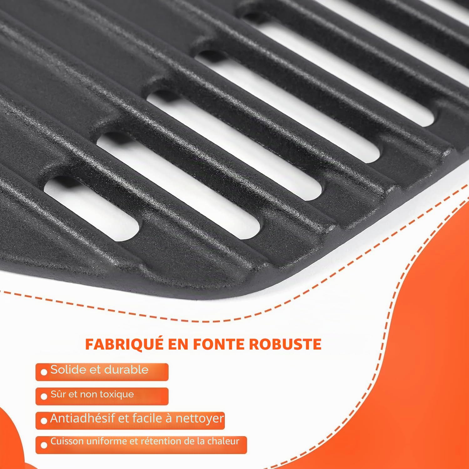 GFTIME Grille de Cuisson en Fonte pour Weber Q200 Q220 Q2000 Q2200 - 27.3 x 38.8cm - Accessoire de Rechange pour Gril à Gaz 65811 - Paquet de 2