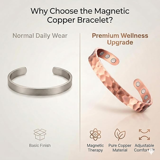 99.99% Pure Solid Copper Bracelet for Men & Women - Adjustable Cuff Bangle - Handcrafted Vintage Style Jewelry Gift