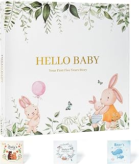 First 5 Year baby book for boy girl, baby memory book for New Parents, baby scrapbook baby milestone book to Record Every Event from Birth to Age 5, baby journal for baby shower gifts