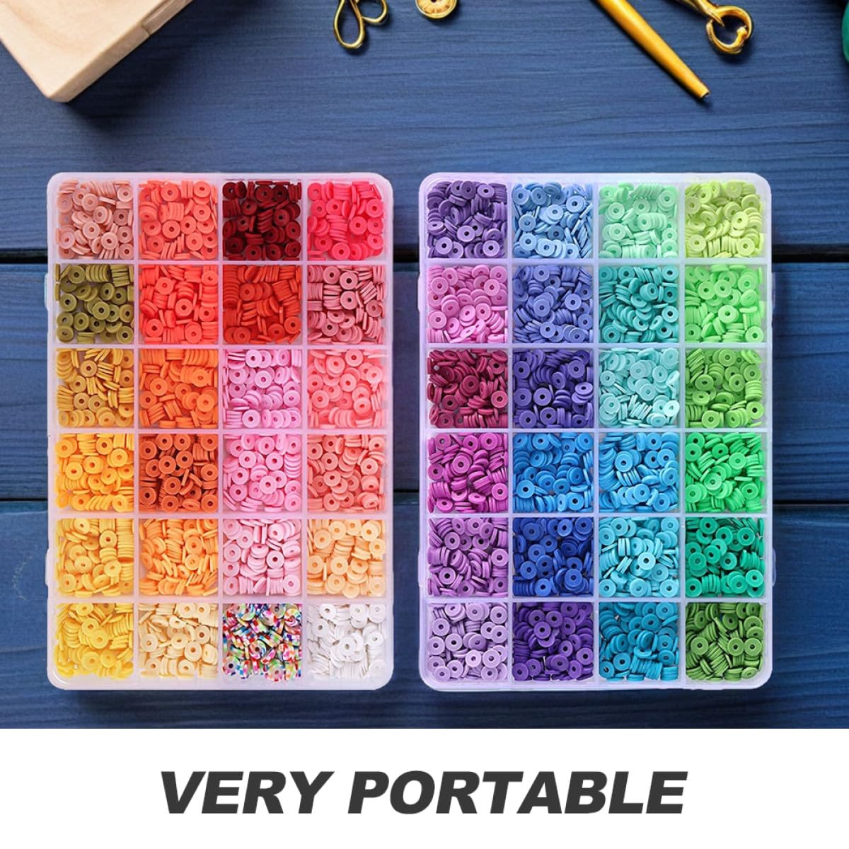 VILLCASE Kit De Perles Artisanales En Argile 48 Couleurs Mélangées, 100 Pcs Par Couleur 200 Accessoires, Pour Fabrication De Bracelets Diy, Filles, Création Bijoux, Loisirs Créatifs, Présent Fête