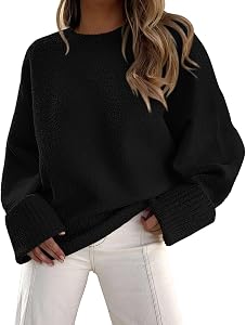 PRETTYGARDEN Women's Fall Oversized Sweaters Casual Crewneck Pullover Long Sleeve Fuzzy Chunky Knit Tops Blouse