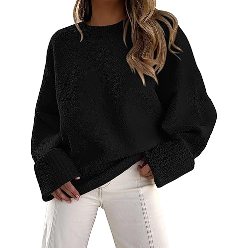 PRETTYGARDEN Women's Fall Oversized Sweaters Casual Crewneck Pullover Long Sleeve Fuzzy Chunky Knit Tops Blouse