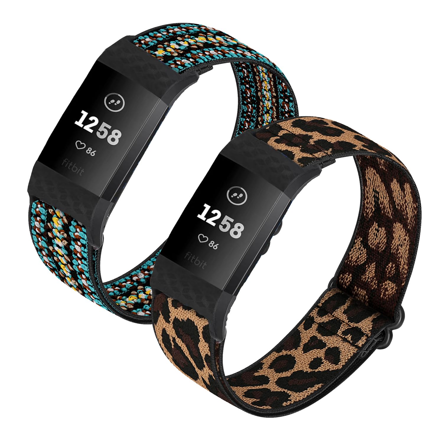 HUYIIO 2 Pack Adjustable Elastic Watch Strap Compatible with Charge 2 Straps, Soft Breathable Nylon Sport Band Stretchy Replacement Wristband For Women Men