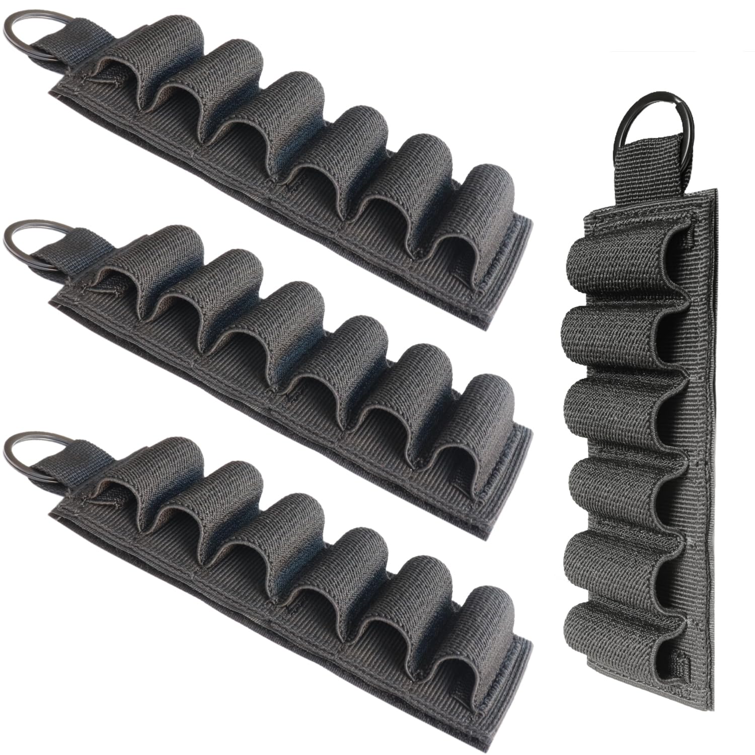 12ga Shell Holder, Velcro Shotgun Shell Holder with Adhesive Back Sticker, Mollle Shotgun Cartridge Card for Buttstock, 12 Gauge Ammo Carrier, Shell Organizer 4 Pack - Black