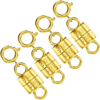 OHINGLT 14K Gold Plated 925 Sterling Silver Magnetic Necklace Clasps and Closures,Gold and Silver Bracelet Clasp Converter for Jewelry Making Supplies,Chain Extender Connector for Bracelet