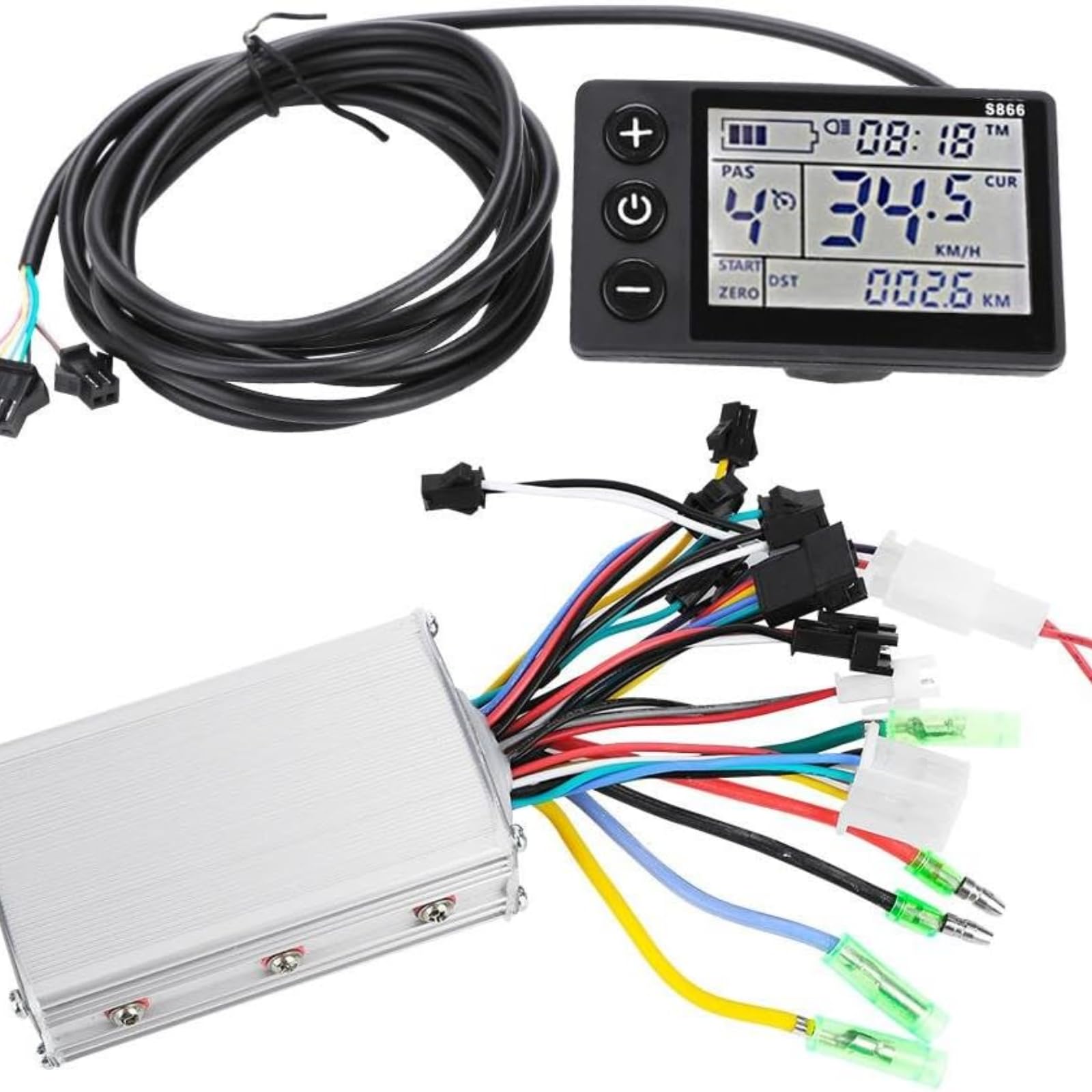 Broco Motores Electricos para Bicicletas, 24V-48V Panel de pantalla LCD a prueba de agua Scooter de bicicleta eléctrica Controlador de motor sin escobillas(24V/36V 350W)