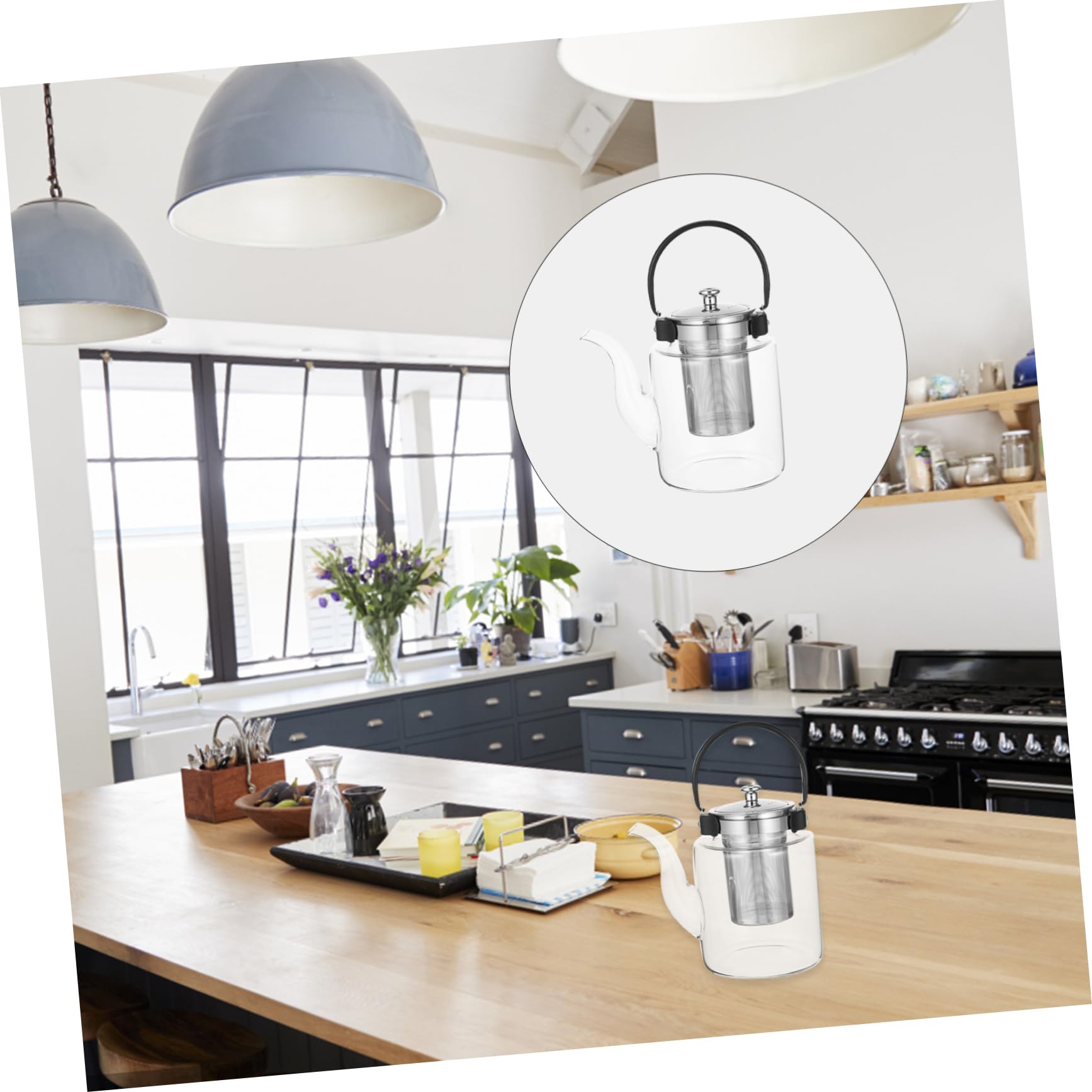 Alipis Tetera de Vidrio Transparente Resistente al Calor Tetera de Gran Capacidad Hogar de Vidrio Accesorio de Té para Infusiones la Cocina