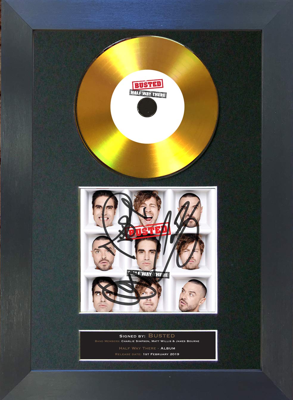 U've Been Framed Black,Gold #177 Busted Halfway There Gold Cd Signed Autograph Mounted Cd Cover Record Reproduction Print A4 Rare Perfect Birthday Christmas Present (297 X 210Mm) (Black Frame)