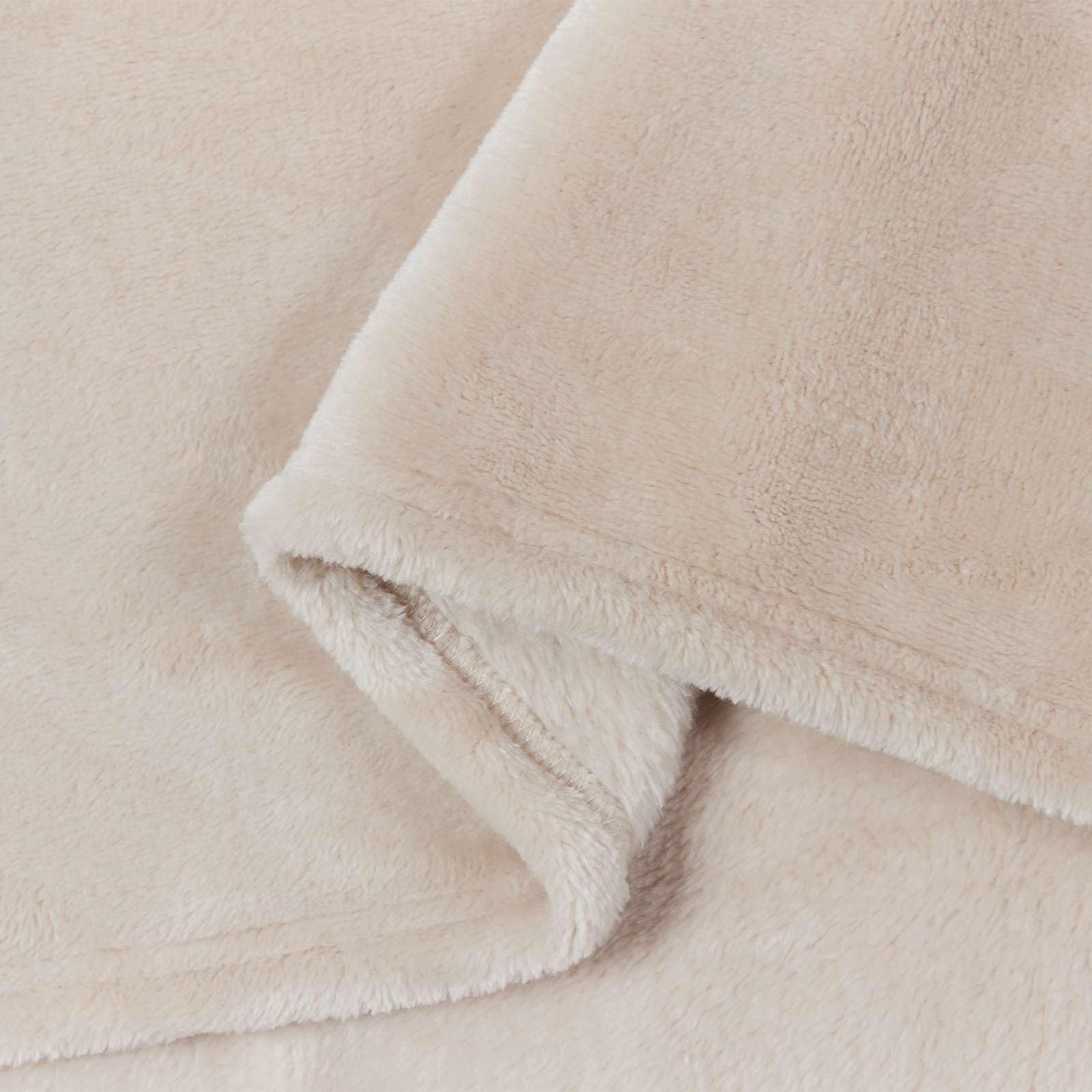 Couverture beige 130 x 150 cm en polaire - Jeté de lit - Couverture de canapé - Pour salon, chambre à coucher, canapé, pique-nique, voyage