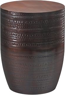 SIMPLIHOME Solid Iron Tribal Drum Accent Table