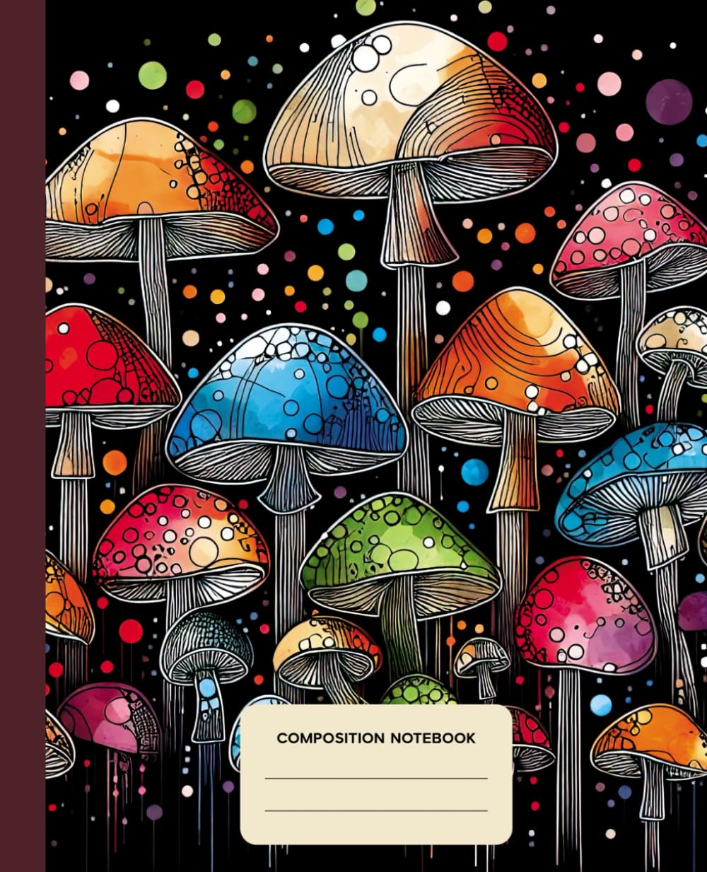 Composition Notebook College Ruled: Mushroom Sketch Aesthetic Illustration | Lined Paper Journal For School, College, Office, Work - 7.5" x 9.25" -