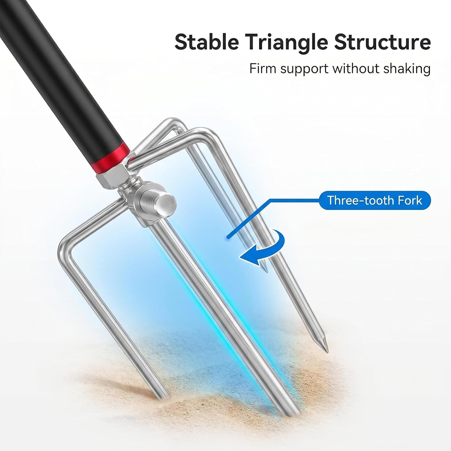 Fishing Rod Holder, Triangular Foldable Fishing Rod Stand, 360° Rotatable Adjustable Metal Tube Bracket, Dual-Use Fishing Pole Holders for Ground, Heavy Duty Support for Bank Fishing & Shore Fishing