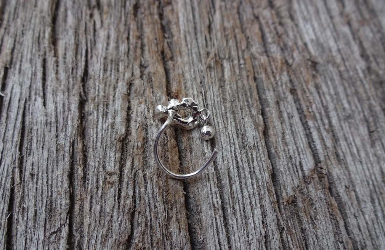 925 Sterling Silver Stud Bell Nose Hoop Indian Nose Stud Flower Nose Stud Diamond Nose Hoop Indian Silver Nose Jewelry Indian Nose Ring