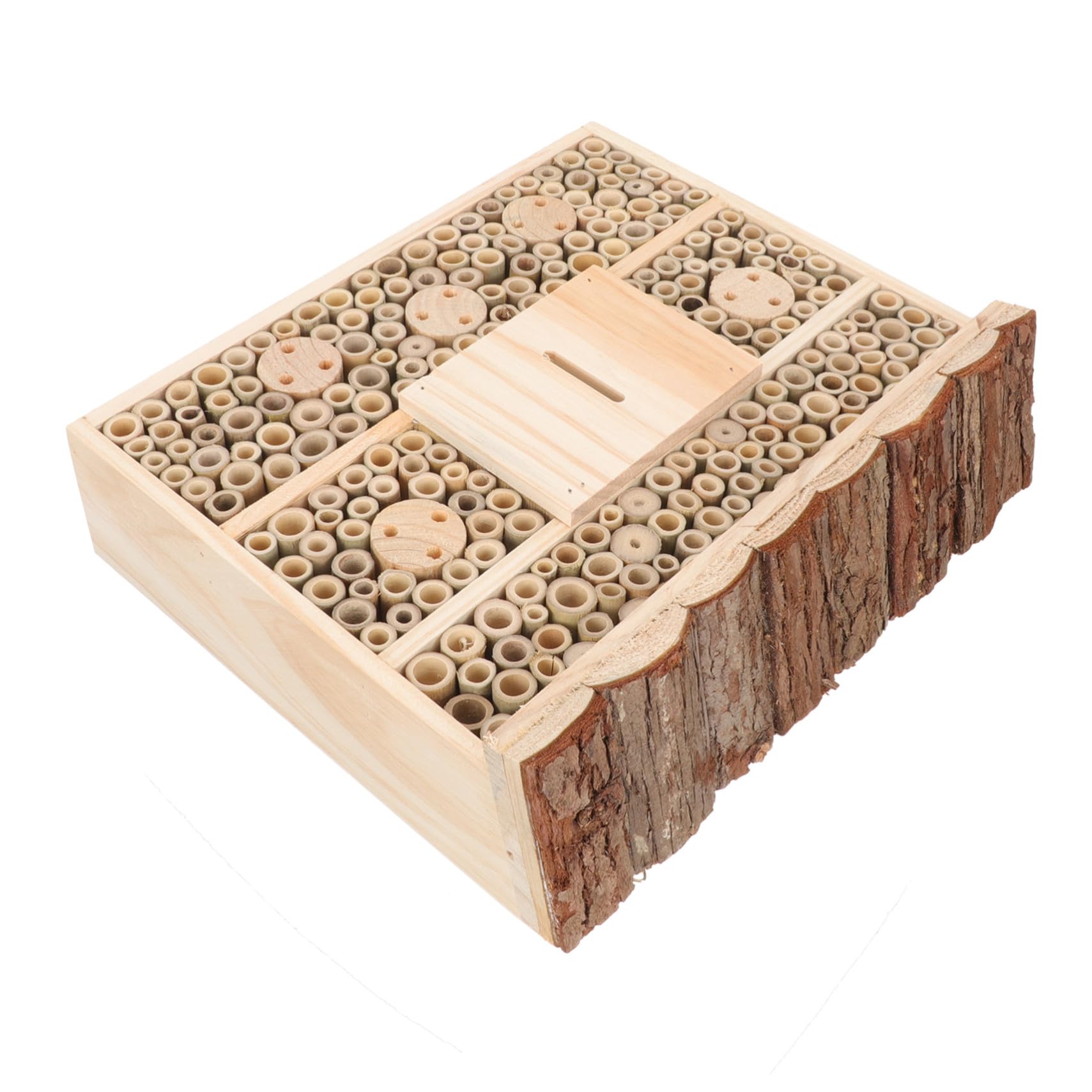 ifundom Casetta Legno Decorativa per Insetti e Api Beige, Rifugio Naturale per Mantenere L'ecologia del Giardino e Attirare Insetti Utili, Stile Casetta in Legno per Giardino