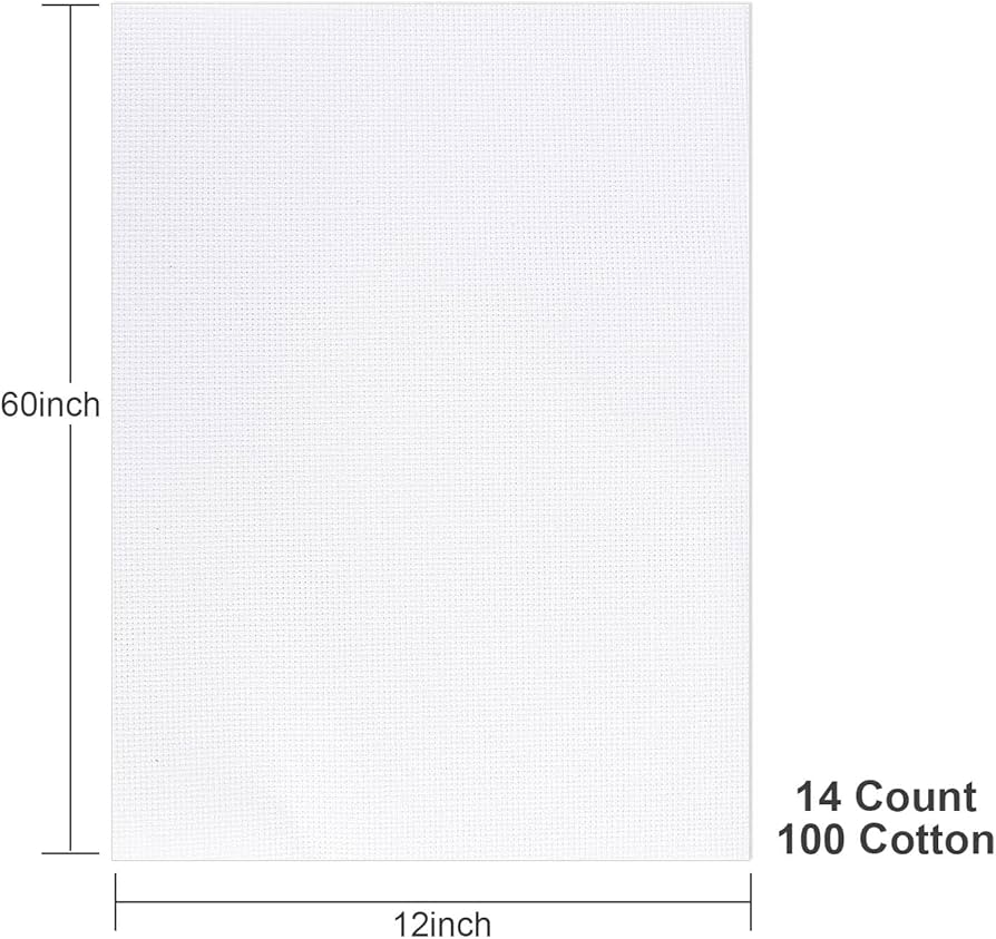 DONMON aida cloth 14 count cross stitch fabric,12 by 60inch(14ct, Aida