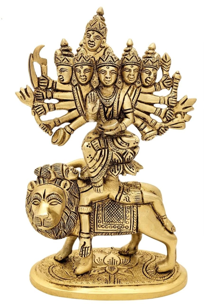 Kamkhya Devi Brass Maa Durga Sheravali Statue | Tripura Sundari Maa Shid Pith Statue (Medium) | Big Brass Durga Murti