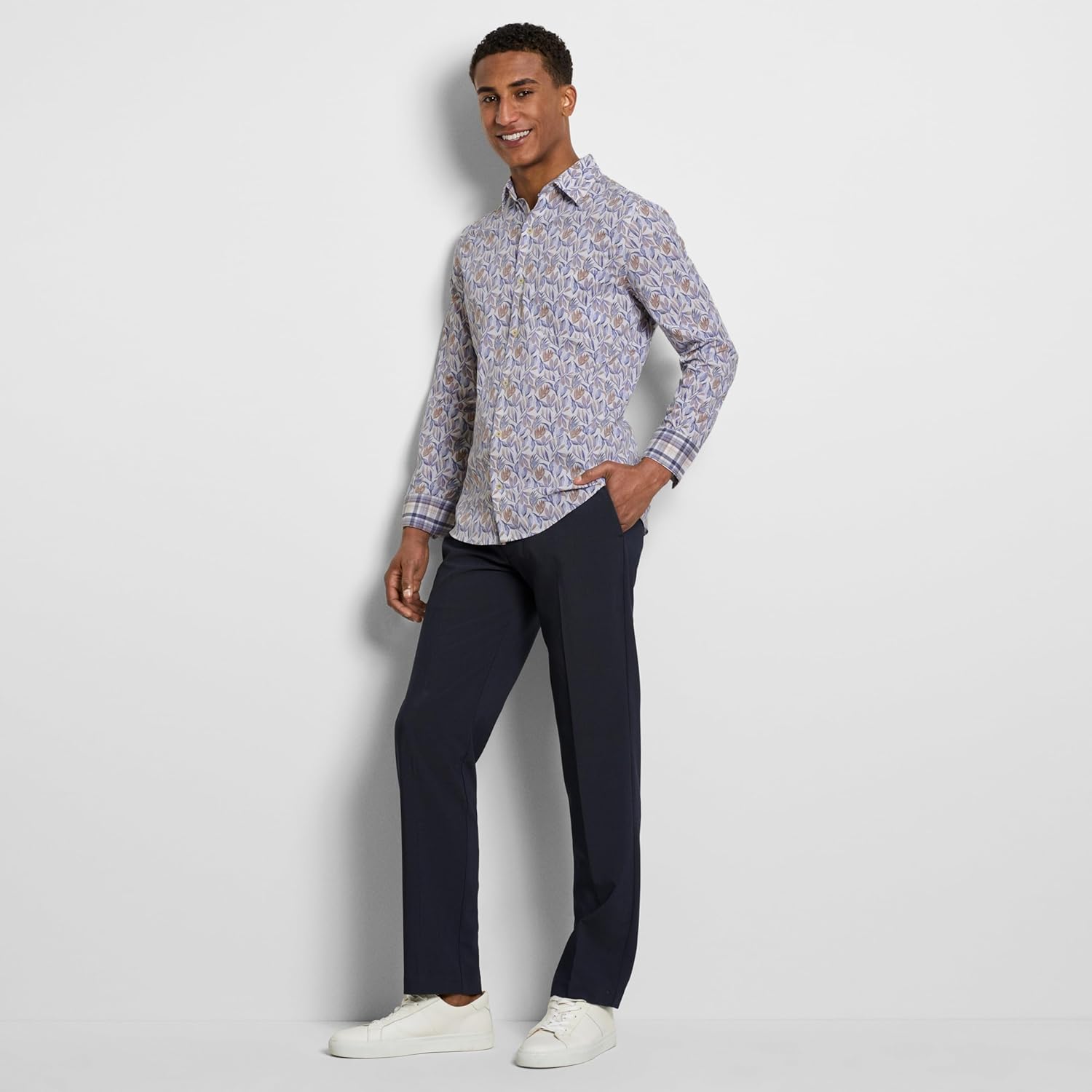 Van Heusen Mens Originals Long Sleeve Button Down Shirt, Slim Fit Regular Length, Comfortable Stretch Fabric - Image 4