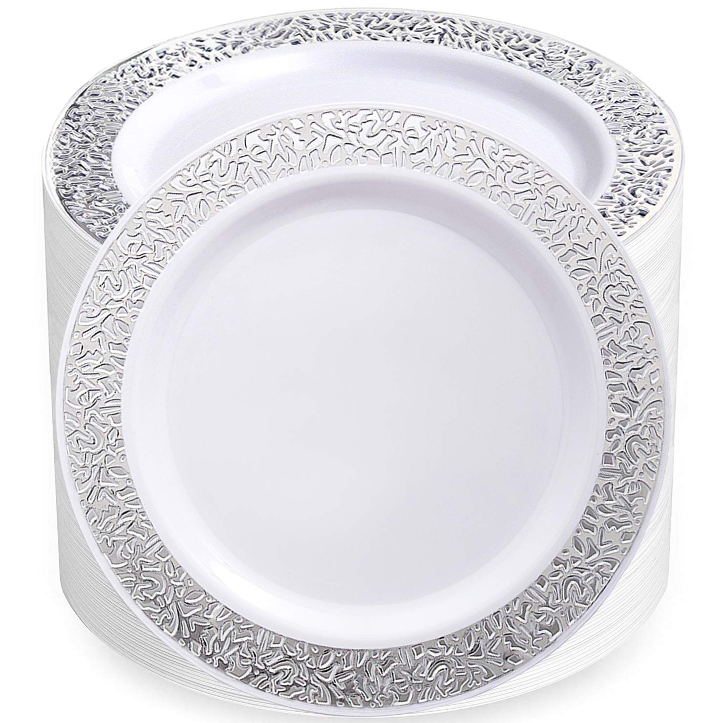 Buy 80pcs Disposable Plastic Plates,Silver Plastic Plates,9 inch dinner