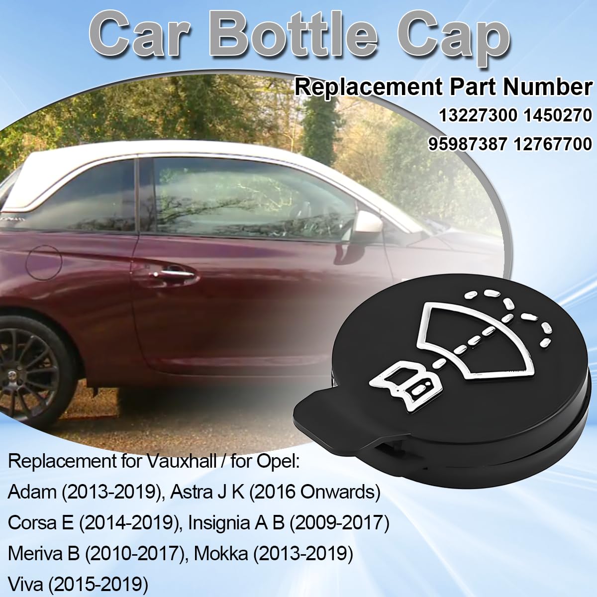 ZAMDOE 13227300 Korek zbiornika spryskiwacza szyby przedniej do Chevroleta Malibu Cruze do Vauxhall do Opel Astra Corsa Insignia Adam Viva dla Buick LaCrosse Encore dla GMC do Cadillac zakrętka