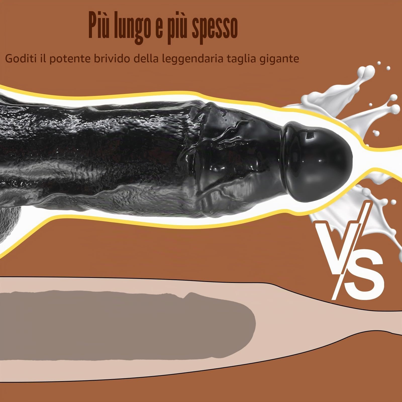 Dildo nero realistico da 33 cm, diametro 8 cm, enorme dildo spesso per stimolazione del punto G, con forte ventosa per funzionamento a mani libere, grande pene gigante