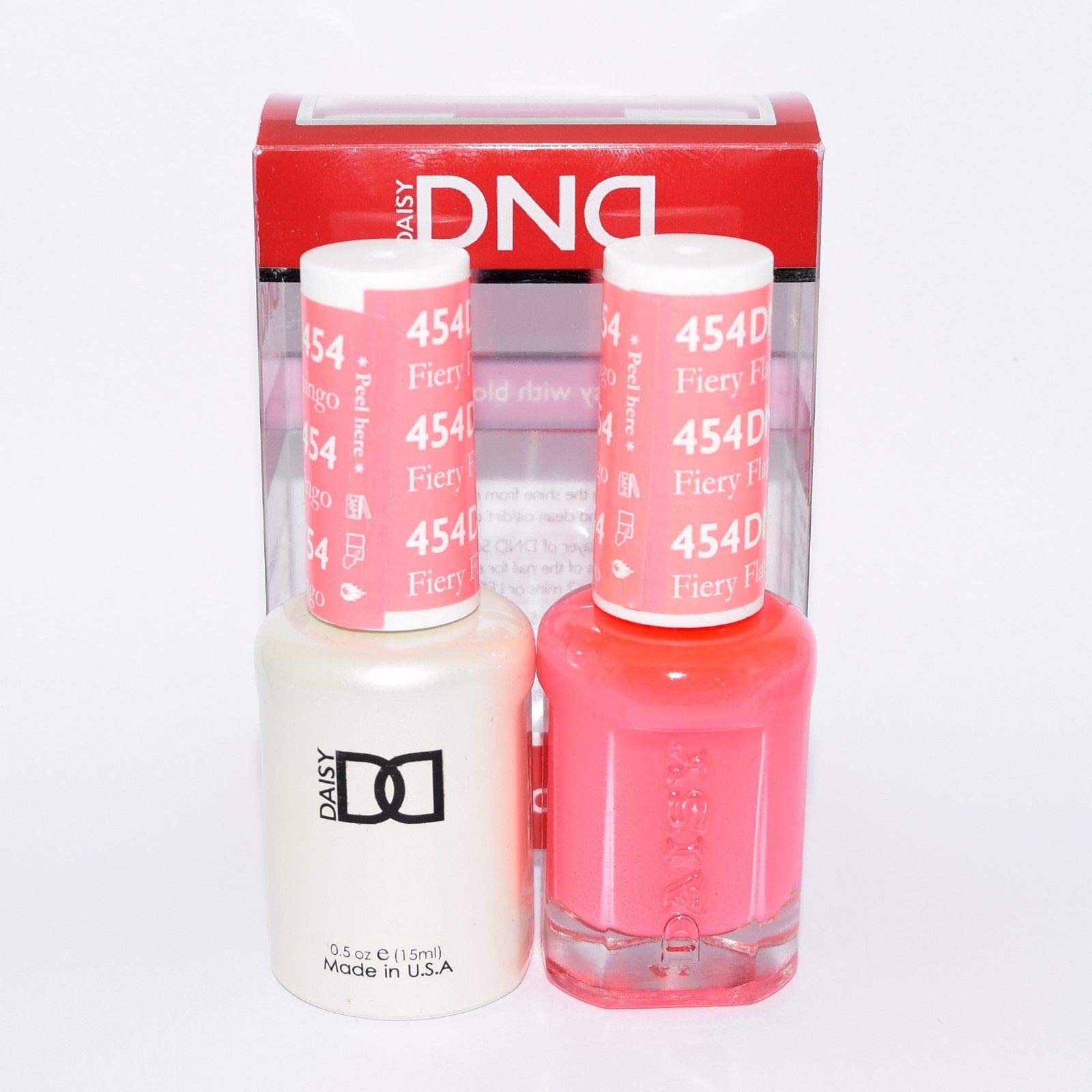 DND Soak Off Gel Polish Dual Matching Color Set 454, Fiery Flamingo