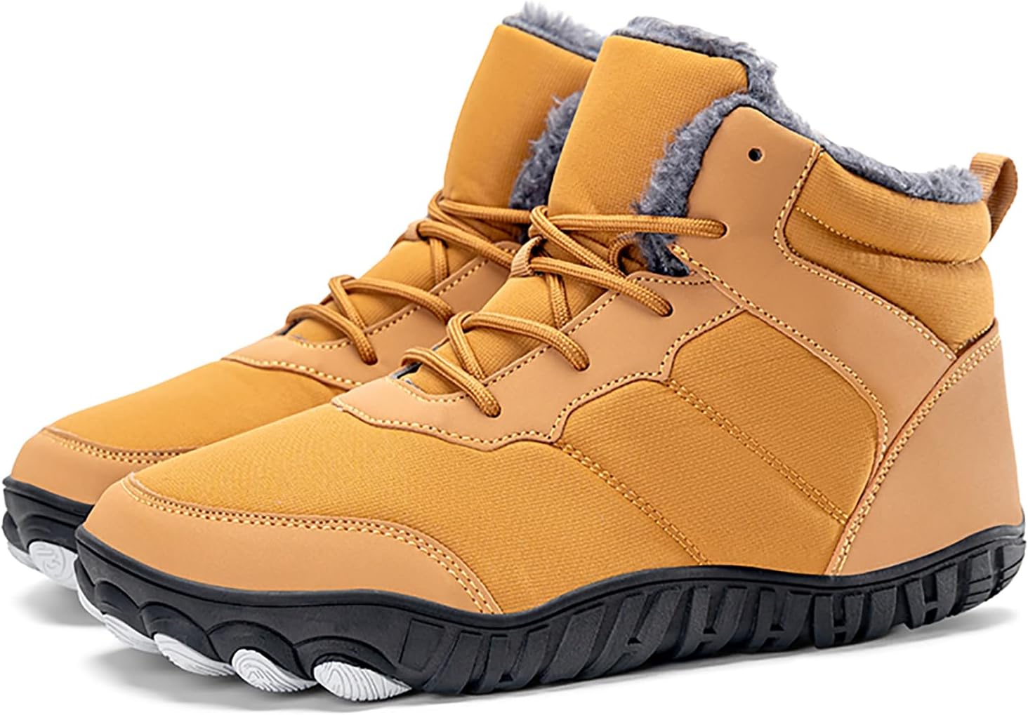 Snow Boots Mens Waterproof Winter Boots Wide Toe Box Snow Boots Fur Lined Booties Non-Slip Lightweight Winter Shoes