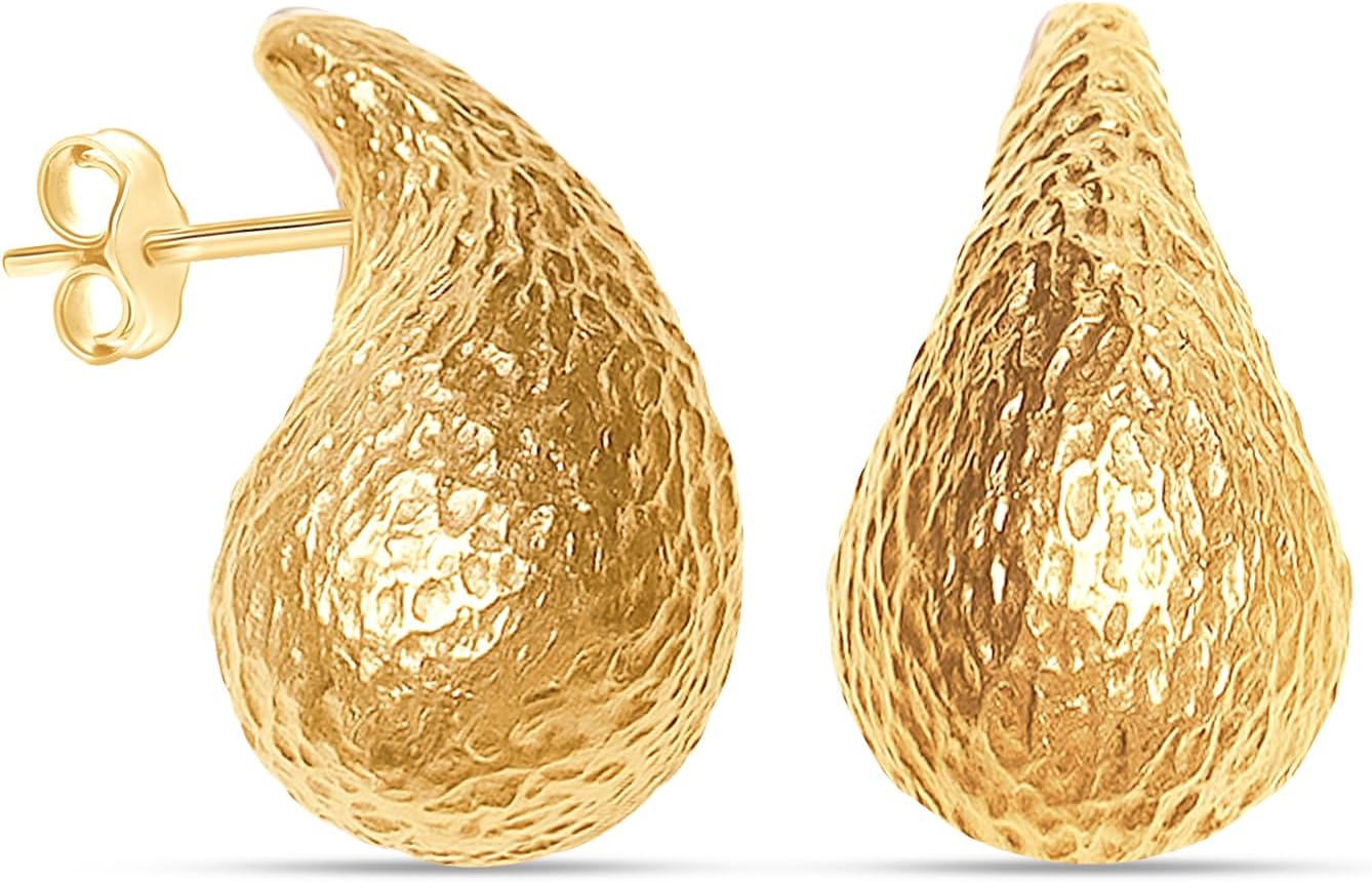 LeCalla 925 Sterling Silver Teardrop Earrings for Women | Women's Drop & Dangle Earrings | Lightweight Hollow Waterdrop Stud Earrings Trendy Jewelry for Women