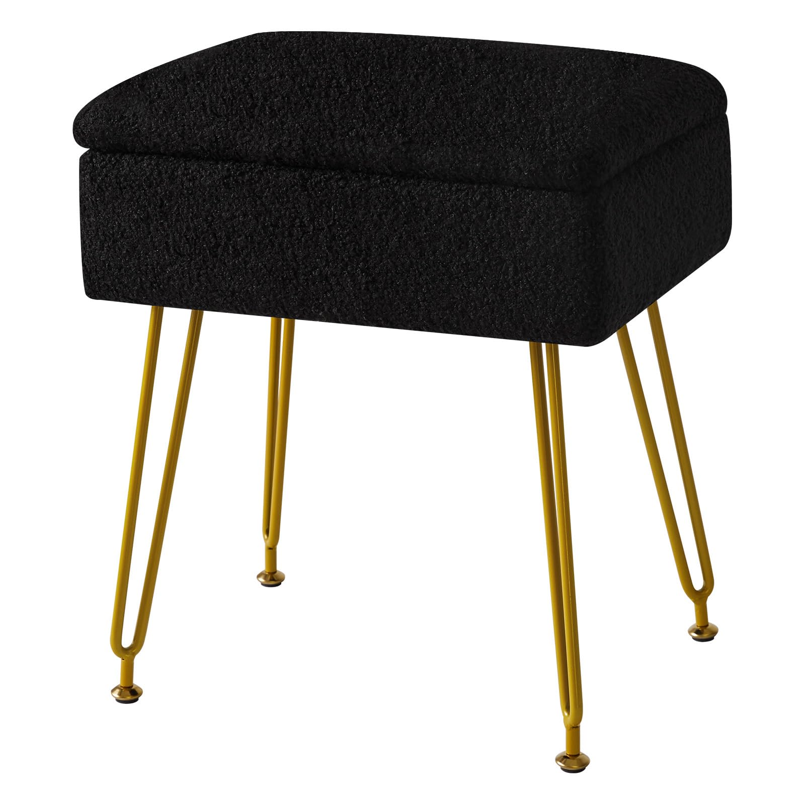 YMYNY Taburete, Otomanas, Taburete de Almacenamiento, Taburete de Maquillaje Silla con Espacio, Soporte de Metal, Bancos de Tocador, Multifuncional, para Salón Dormitorio 40×30×47CM Negro HBD031B