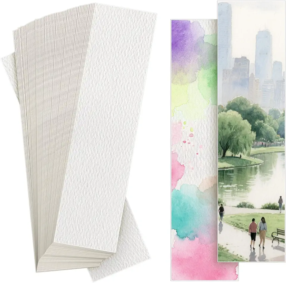 VOKOY 100 peças de marcadores em branco de papel aquarela de algodão, 63,5 kg, cartões de papel de aquarela pesados, marcadores de livro faça-você-mesmo para projetos de arte, etiquetas de presentes