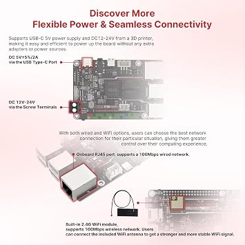 BIGTREETECH Pi Control Board 64bit Quad Core, 1GB DDR3L 40-pin GPIO Compatible with SKR MINI E3 V3.0/Octopus V1.1/Pro, SKR V1.4 Turbo/Kraken/SKR 3 to Run Klipper