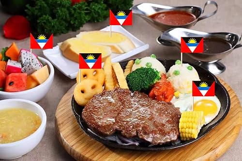Miniatura 6 de 100 banderas de Antigua y Barbuda con palillos de dientes de Antigua y Barbuda, mini adornos pequeños para cupcakes de Antigua y Barbuda, banderas,