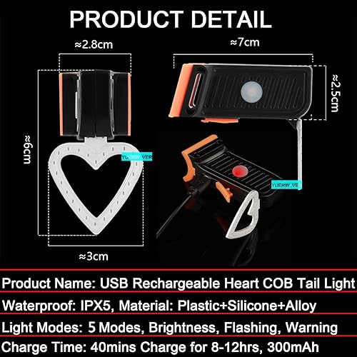 Miniatura 2 de Luz trasera de bicicleta recargable LED Luz trasera de bicicleta Ciclismo noche esencial brillante asiento trasero lámpara de seguridad 5 modos de