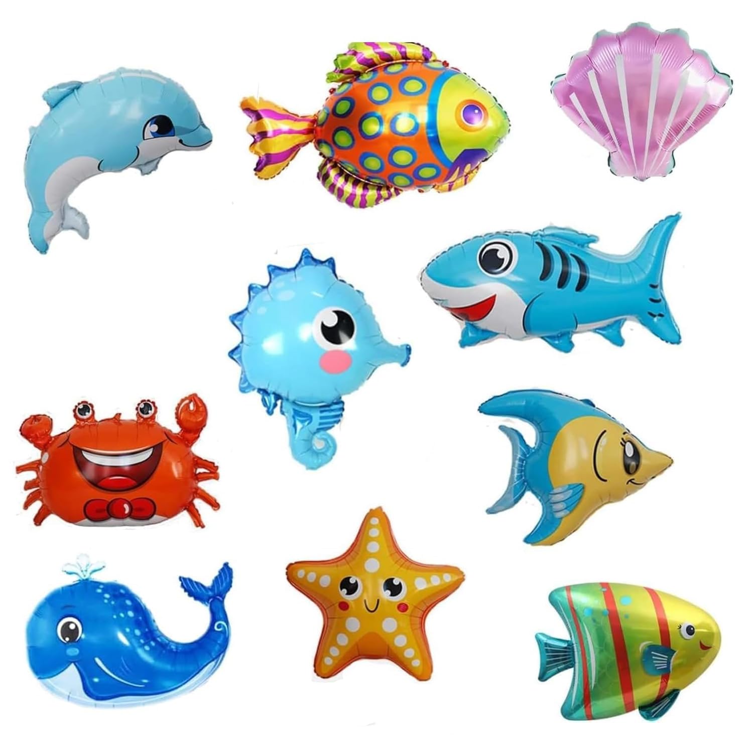 Sea Animal 14 Pieces Under The Sea Large Ocean Balloons with Octopus Shark Fish Mylar Balloons for Boys Girls Ocean Themed Party Baby Shower