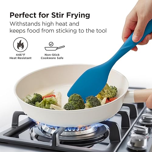 Miniatura 5 de Kitchen Mama WaltzGrip - Espátula de raspado de silicona platinada: resistente al calor, sin costuras, antiadherente para utensilios de cocina