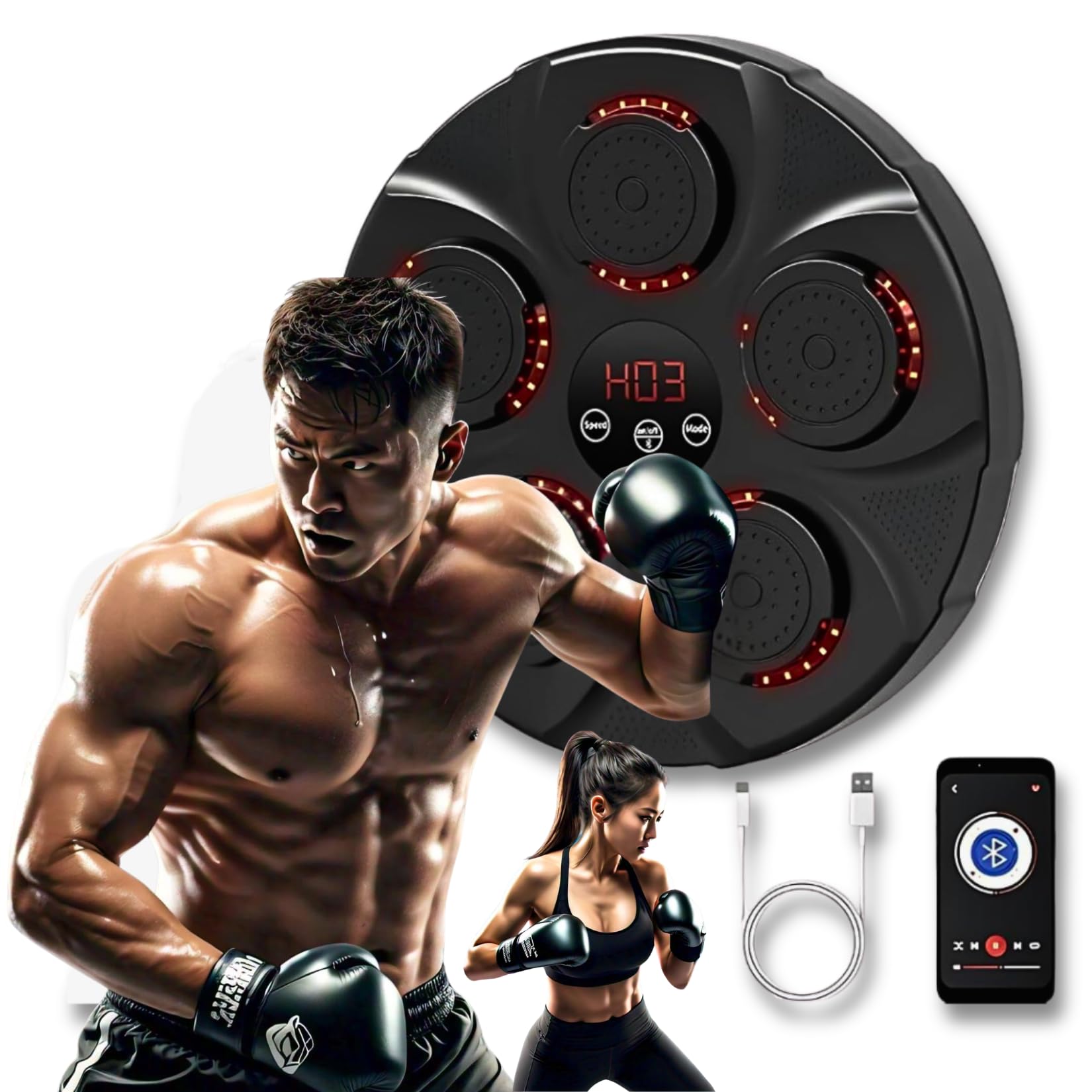 Drumstone PRO Music Boxing Machine Touch Screen Display Wall Mounted Smart Bluetooth Music Boxing Trainer,Electronic Boxing Target Workout Punching Equipment for Home,Indoor & Gym-𝟏𝟓 Year Warranty-picture-17