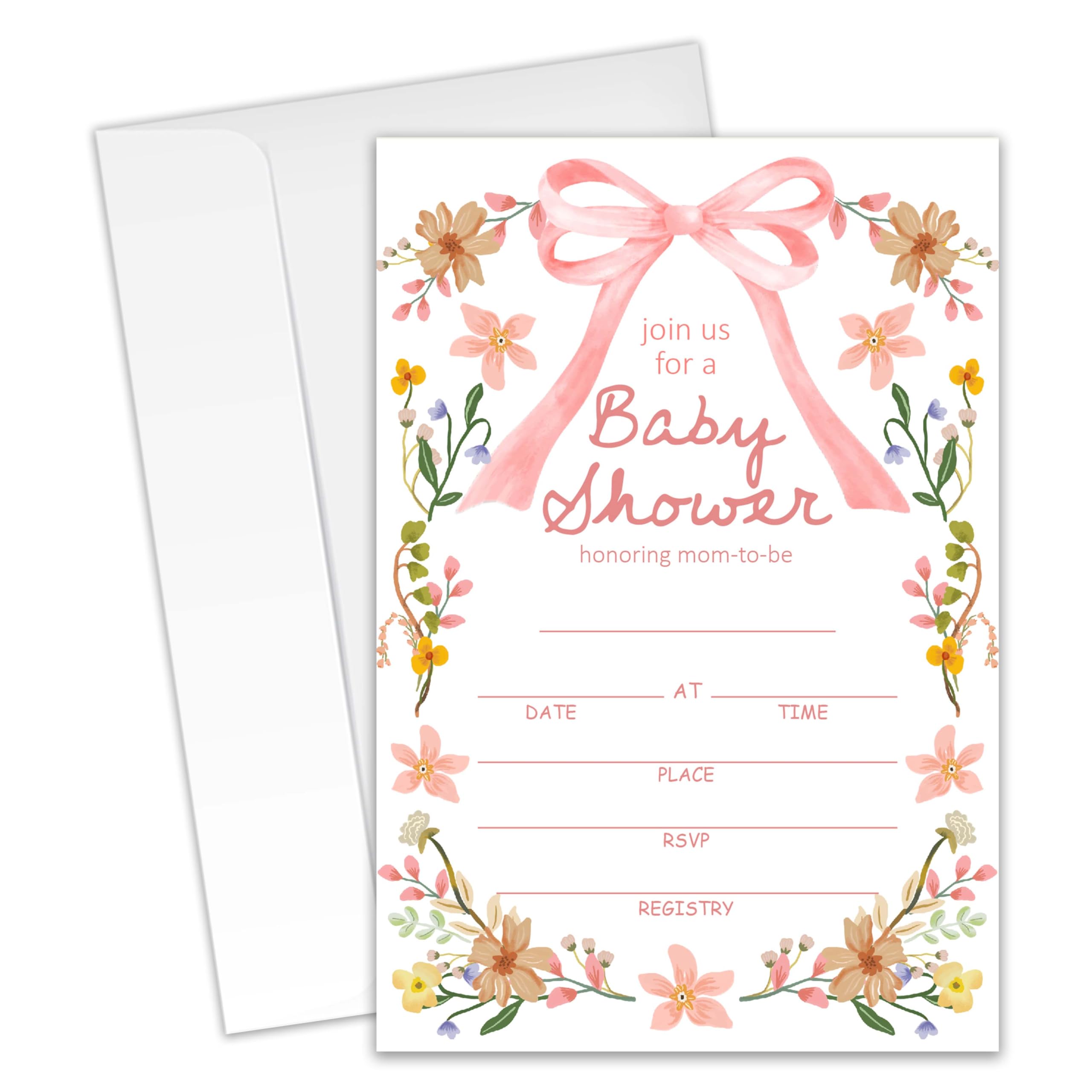 XZMBQ Floral Baby Shower Invitations - 20 Invitation Cards 4