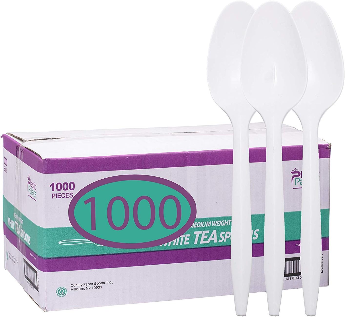 Plastic Palace Pa Disposable Plastic Bulk, Medium Weight & White (Case of 1000) (Tea Spoons), White