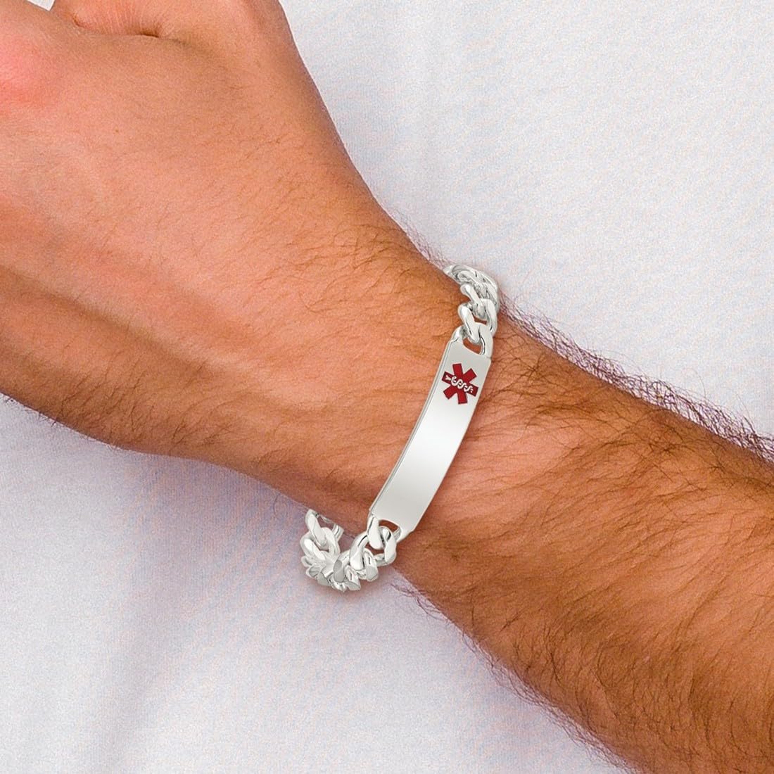 925 Sterling Silber Gravierbarer Karabinerverschluss poliert Medizinische Panzerkette ID Armband Schmuck Geschenke für Frauen - Längenoptionen: 19 22