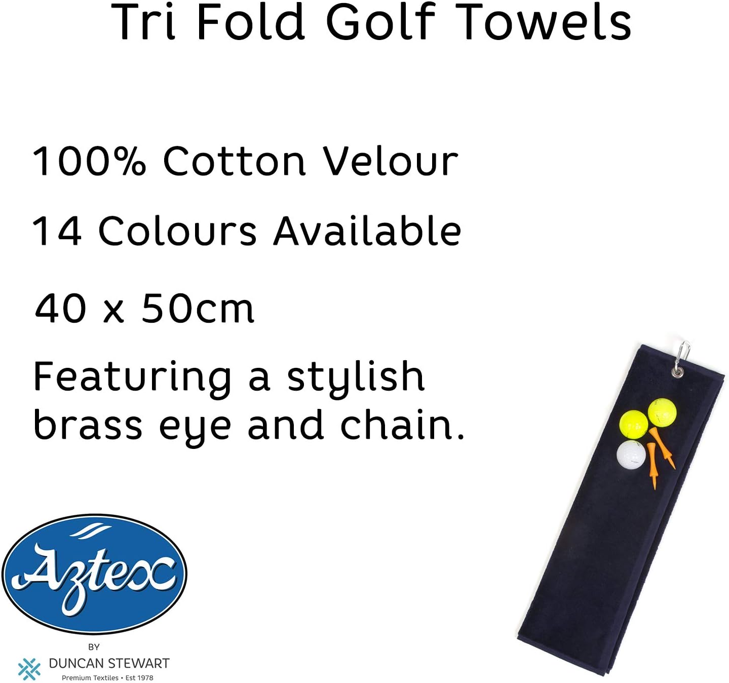 TOWELS"R"US TowelsRus Tri-Fold Velour Sports Golf Towel Accessory in Orange 100% Cotton, Thick 590gsm 40cm x 50cm