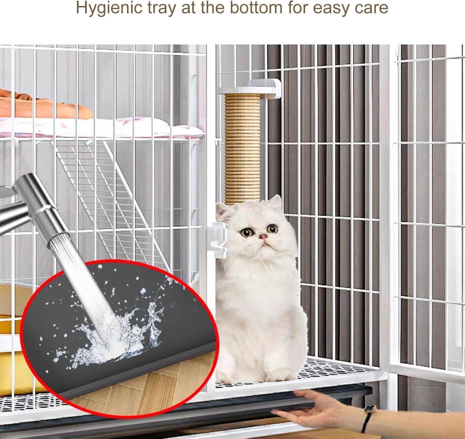 Large Cat Cage, Cat Crate with Litter Box, Cat Crate with Wheels, Playpen for Cat, for Small Animals, Puppies, Kittens, Rabbits