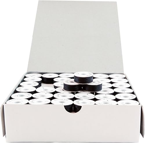 Threadart Bobinas para bordar preenrolladas, 144 unidades por caja, cartón negro, estilo L, 8 opciones disponibles