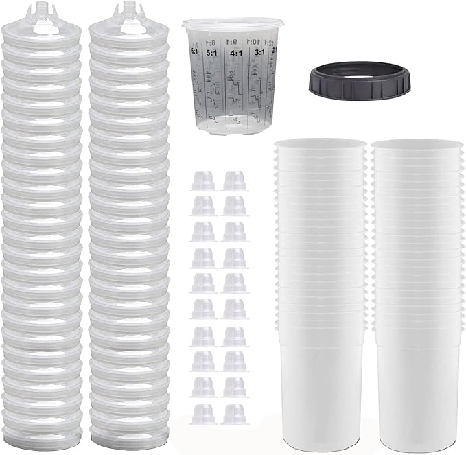ANSIKE Disposable Paint Spray Gun Cup Liners and Lid System