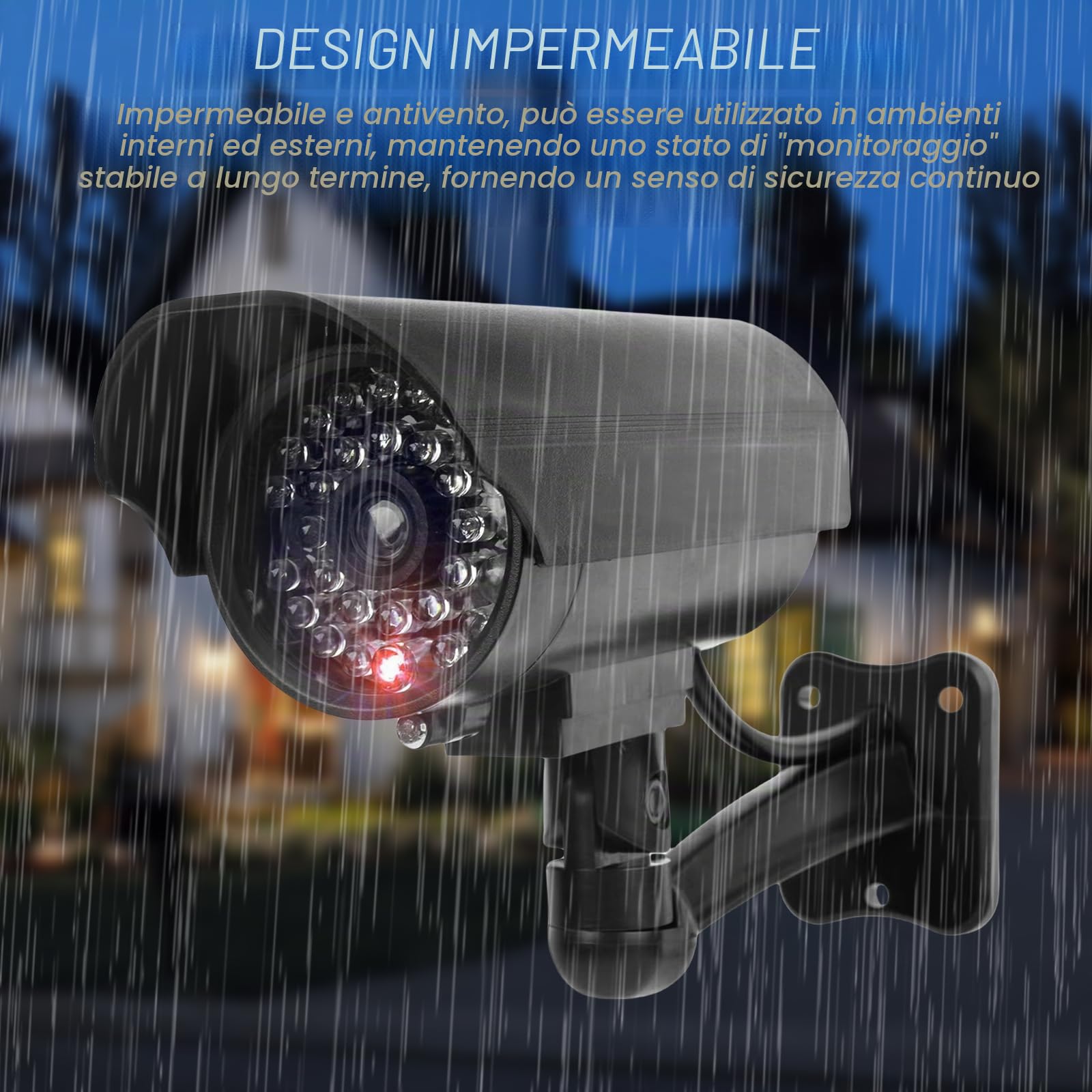 Sporgo Telecamera Finta 2 Pezzi Dummy Esterna Luce LED Rossa Lampeggiante