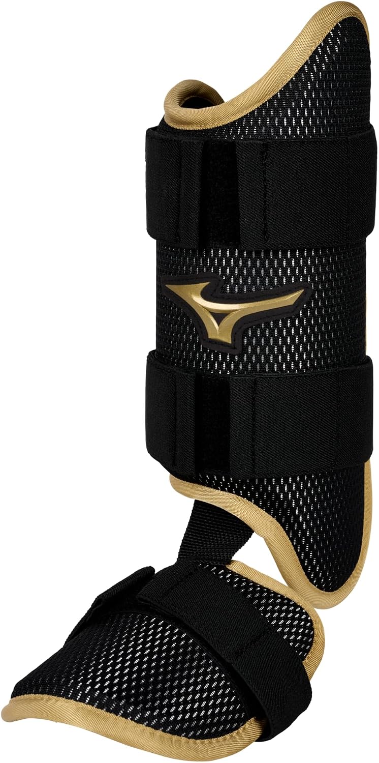 Mizuno Unisex Pro Batter's Ankle Guard, Left Black-Gold, One Size