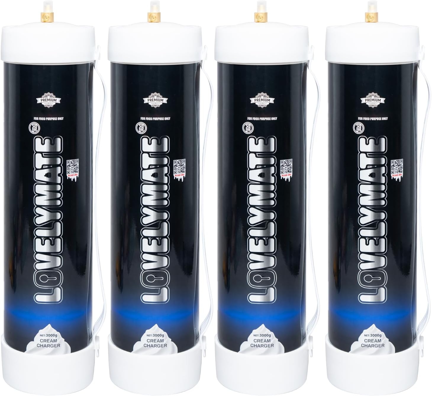 Lovemate Large Whipped Cream Chargers 4.4l - 3000g Tanks Food Grade Kitchen Tools (3000g - 4pieces)